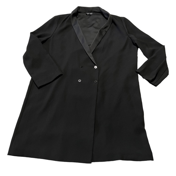 Topshop Satin Trim Black Blazer Dress 12 - Picture 10 of 11